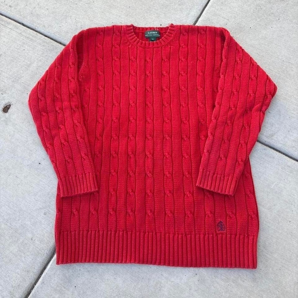 Lauren ralph lauren cable knit red sweater size small